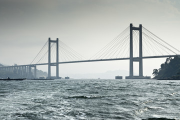 Obraz premium Rande Bridge over Vigo Ria, Pontevedra, Galicia, Spain