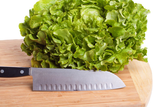 Lettuce with knife