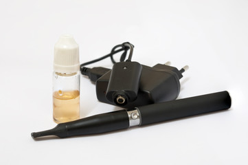 Electronic cigarette with charger and liquid