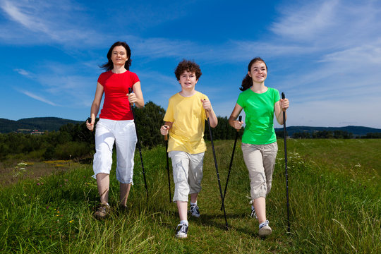 Nordic Walking - Active Family Walking Outdoor