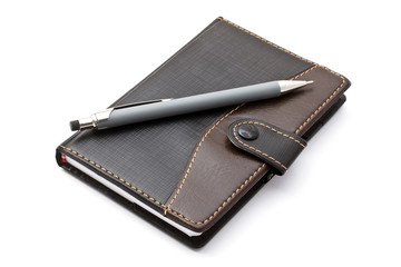Black notebook and Mechanical pencil