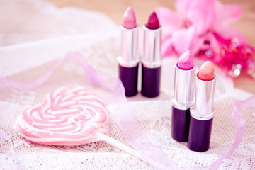 Obraz na płótnie Canvas candy color lipsticks