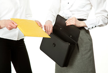 Business people exchanging documents