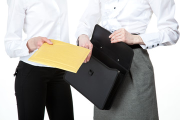 Business people exchanging documents