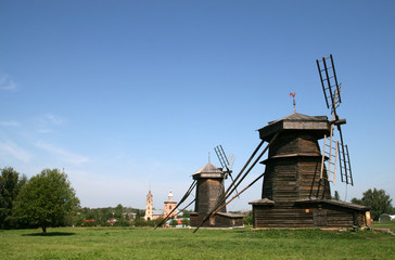 Old wooden windmill in Suzdal Russia