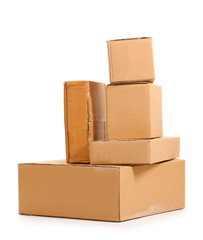 Brown cardboard boxes isolated on white