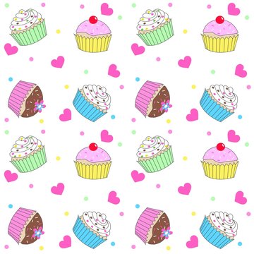 seamless cupcake pattern
