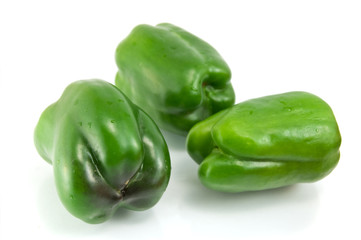 green sweet pepper on a white background