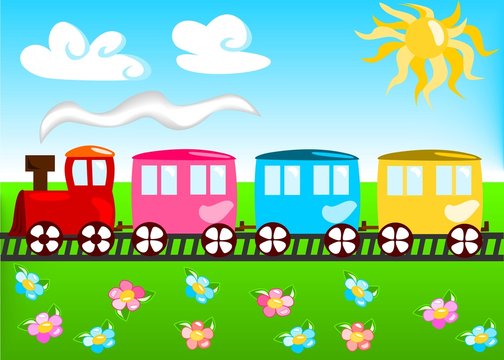 Cartoon illustration of train