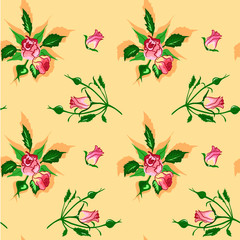 Узор из роз на персиковом фоне