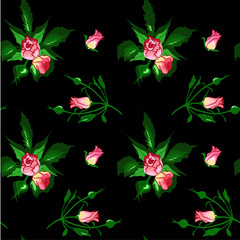Узор из роз на чёрном фоне