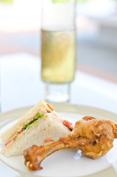 Tuna Sandwich and fried chicken