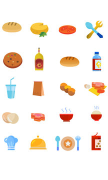 Restaurant icon and food icon set.