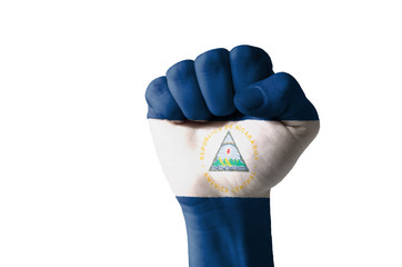 Fist painted in colors of nicaragua flag