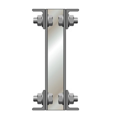 Metallic letter I isolated on white background