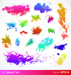 Colorful splashes on white background