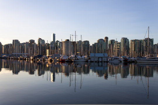 Coal Harbour, Vancouver reflects in early morning light