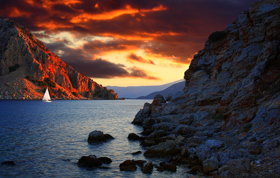 Cloudy sunset in Marmaris