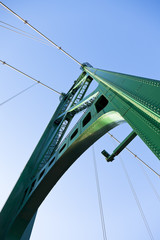 main tower and suspension cables of the lions gate bridge