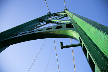 Tower and suspension cables; Lions Gate bridge Vancouver - obrazy, fototapety, plakaty