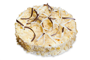 cake with whipped cream and almonds