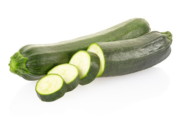 Zucchini courgette on white, clipping path included