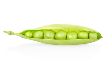 Peas pod on white, clipping path included