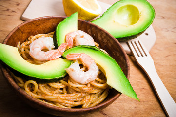 Spaghetti with shrimps
