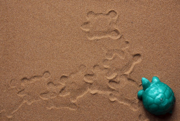 Fototapeta na wymiar Sand background with turtle