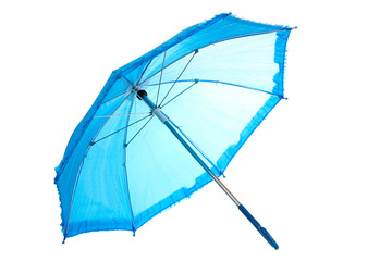 Blue umbrella isolated on white