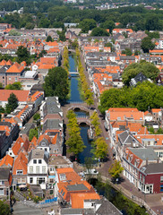 Fototapeta na wymiar Delft Canal from above