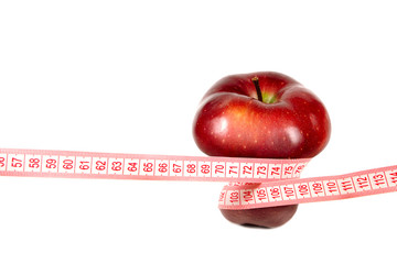 Red apple with measurement