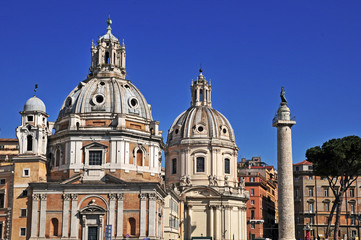 Obraz premium Roma, Colonna Traiana e chiese Nome di Maria e Loreto
