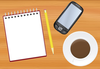 office table with notepad vector illustration