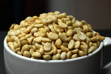 fresh coffee beans not roast in white cup