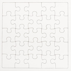 White blank jigsaw isolated on white background