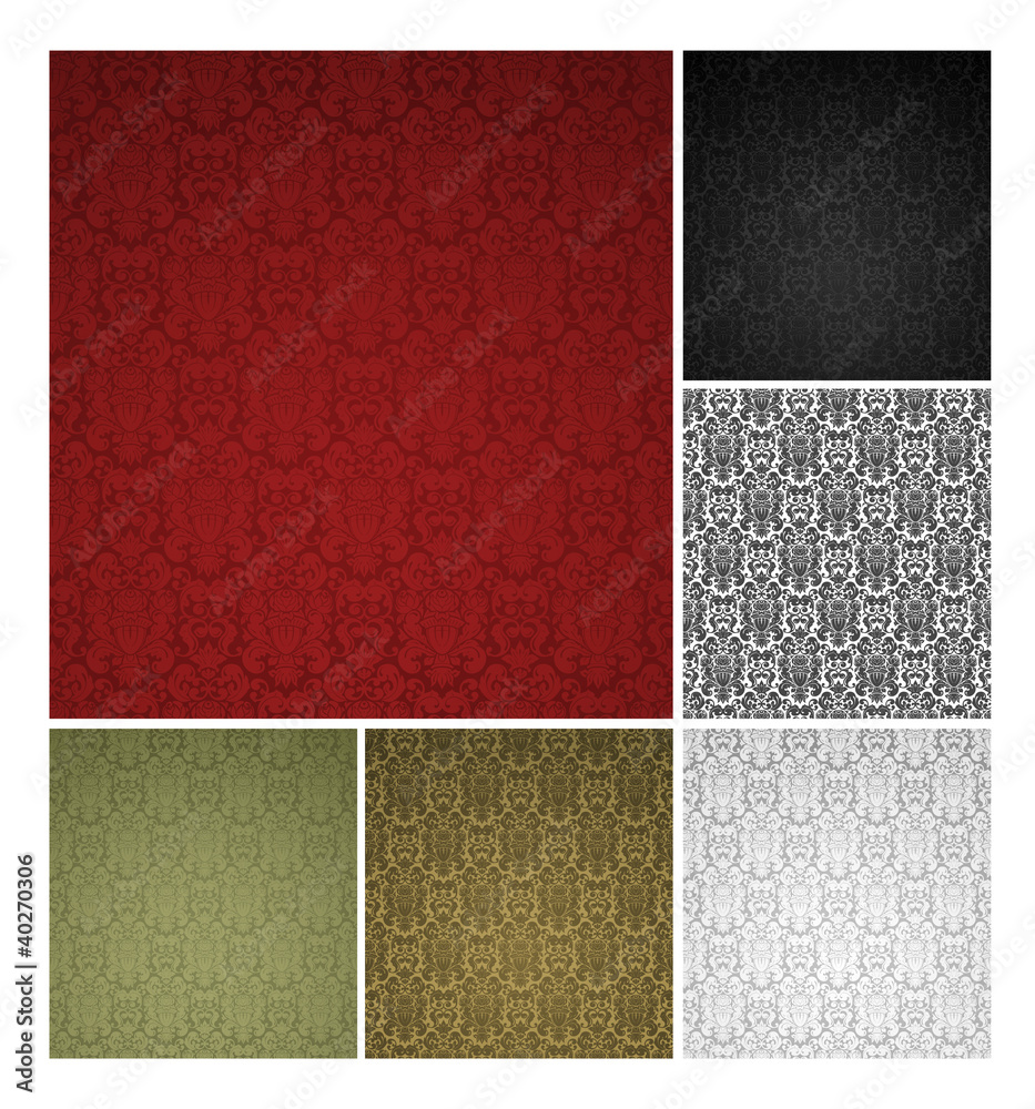 Wall mural seamless pattern, six colors