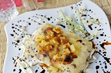 Pastilla or B'steeya in a Marrakesh restaurant