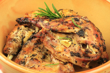 Rustic roast rabbit with herbs