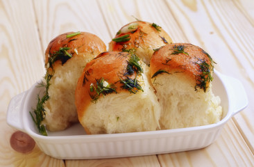 Home made buns with garlic