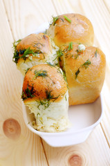 Home made buns with garlic