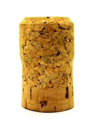 Wine cork closeup on white background