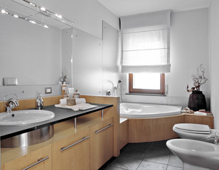 Fototapeta na wymiar Nowoczesna łazienka z wanną narożną