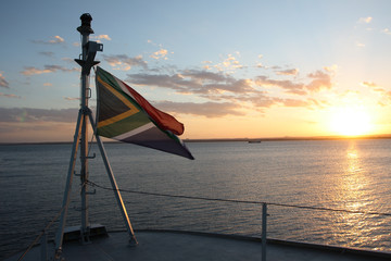 South African flag flying