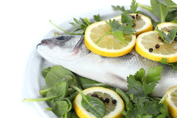 Fresh fish with lemon, parsley and spice