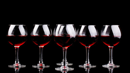 Wineglasses isolated on black