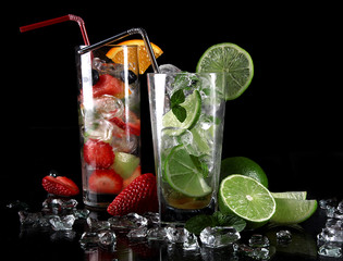 Fresh mojito on black background