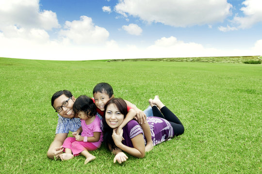 Happy Asian Family Outdoor