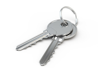 Keys with keyring isolated on white