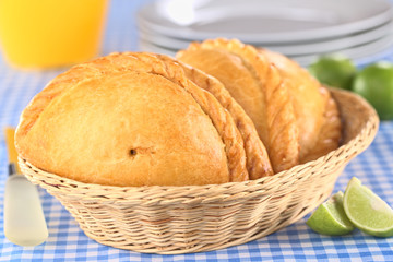 Peruvian snacks called Empanadas filled with meat